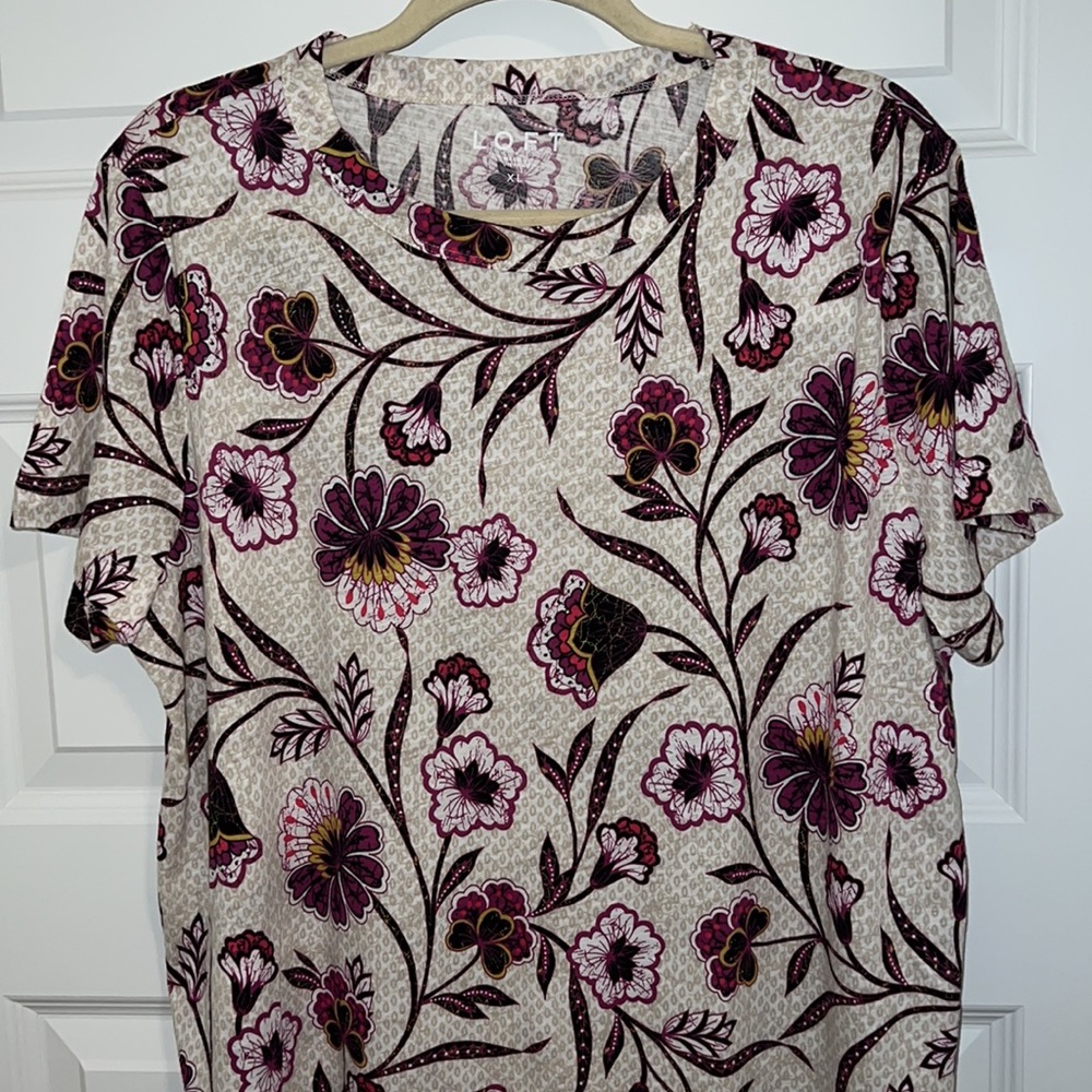LOFT Botanical Everyday Crew Tee, Size XL, NWT - Picture 5 of 12